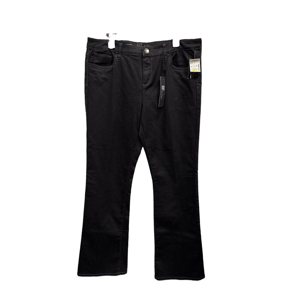 Kut From The Kloth Baby Bootcut Black Jeans 16 New Black Cotton Blend Zip Pocket